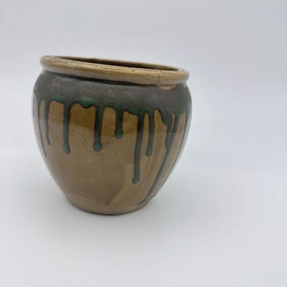 Art Pottery Drip Glaze Jar Stoneware Hand Thrown Vase Utensil Holder